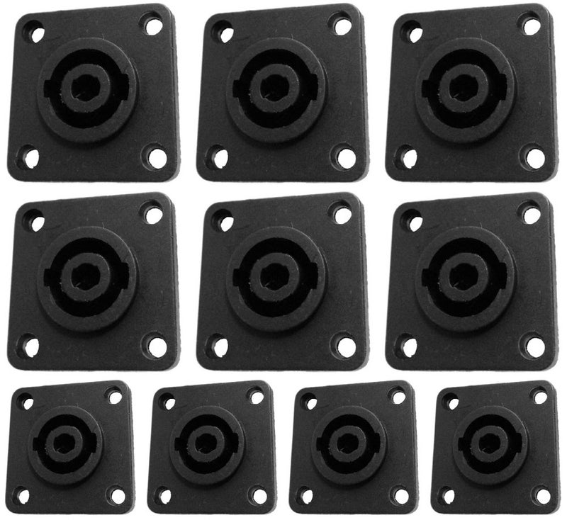 CESS Speaker Jack Twist Lock 4 Pole Square (Rectangle) - Speakon Female Socket Panel/Chassis Mount - Compatible with Neutrik Speakon NL4MP, NL4MPR, NL4FC, NL4FX, NLT4X, NL4 Serie (10 Pack) - Image 1